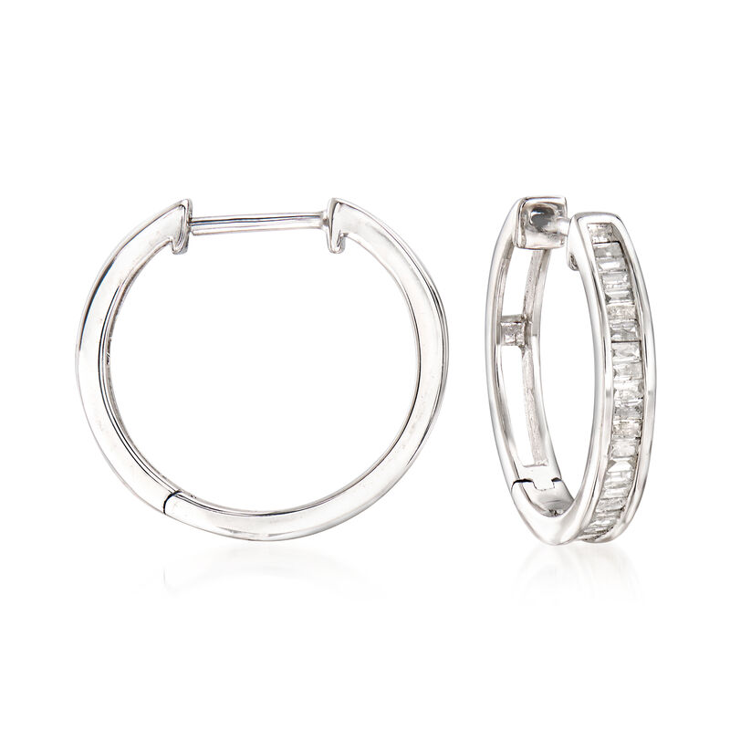 .50 ct. t.w. Diamond Hoop Earrings in Sterling Silver image number 0