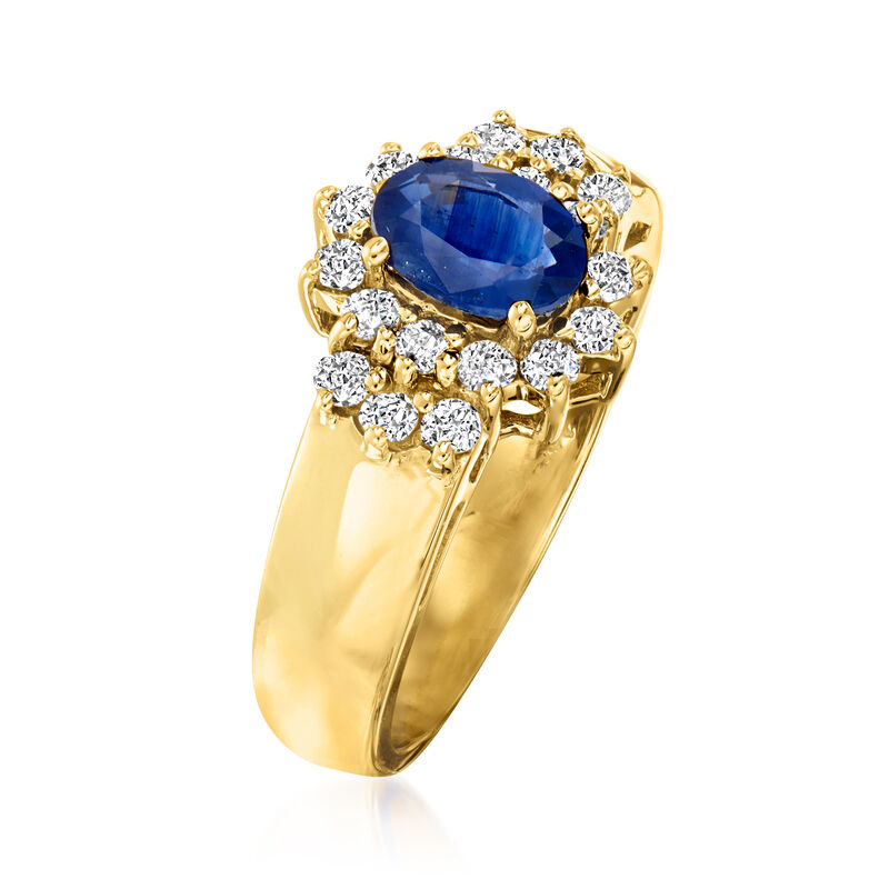 1.00 Carat Sapphire and .45 ct. t.w. Diamond Ring in 14kt Yellow Gold image number 2