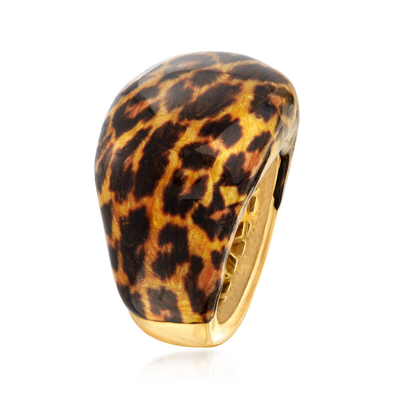 Italian Leopard-Print Enamel Ring in 18kt Gold Over Sterling image number 2
