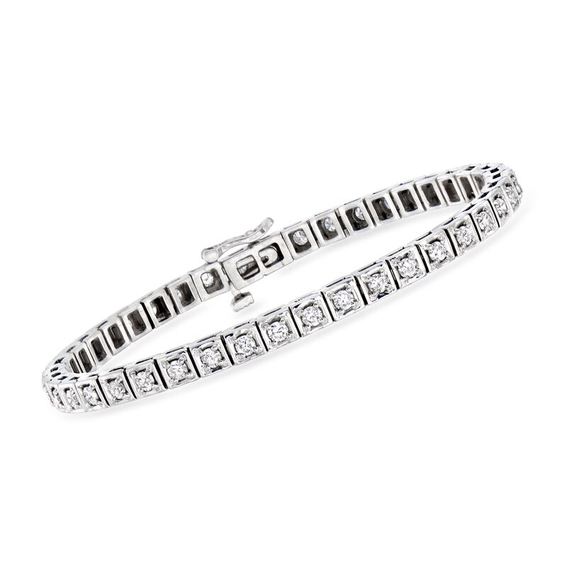 C. 1990 Vintage 3.00 ct. t.w. Diamond Tennis Bracelet in 14kt White Gold. 7&quot; image number 0