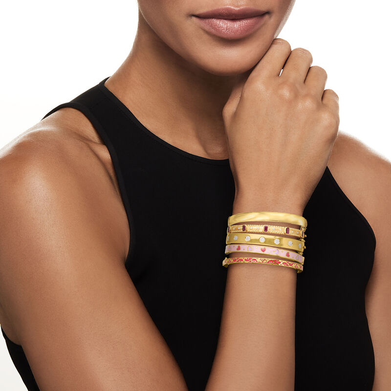 &quot;Champs-Elysees Stack&quot; of Five Bangle Bracelets in 18kt Gold Over Sterling image number 1