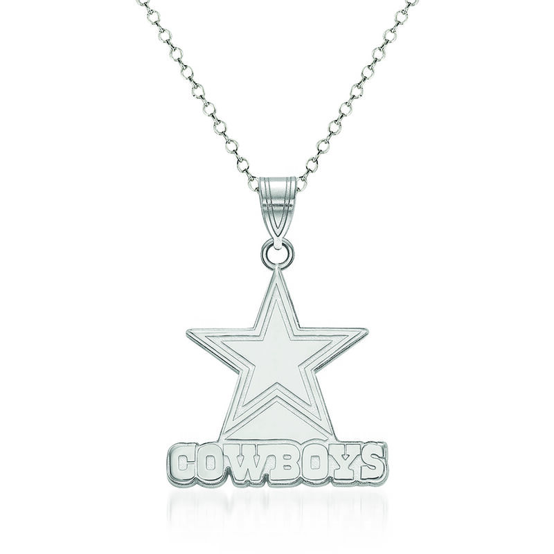 Sterling Silver NFL Dallas Cowboys Large Pendant Necklace. 18&quot; image number 0