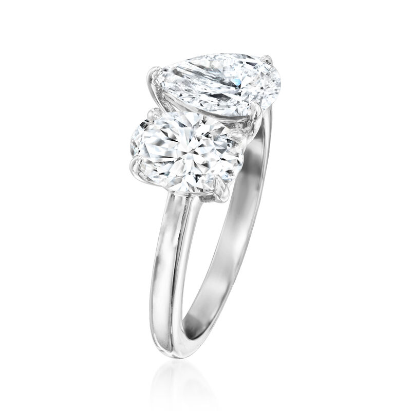 2.00 ct. t.w. Oval and Pear-Shaped Lab-Grown Diamond Toi et Moi Ring in 14kt White Gold image number 2