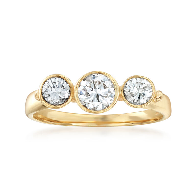 C. 1980 Vintage .60 ct. t.w. Diamond Bezel-Set Ring in 14kt Yellow Gold image number 0