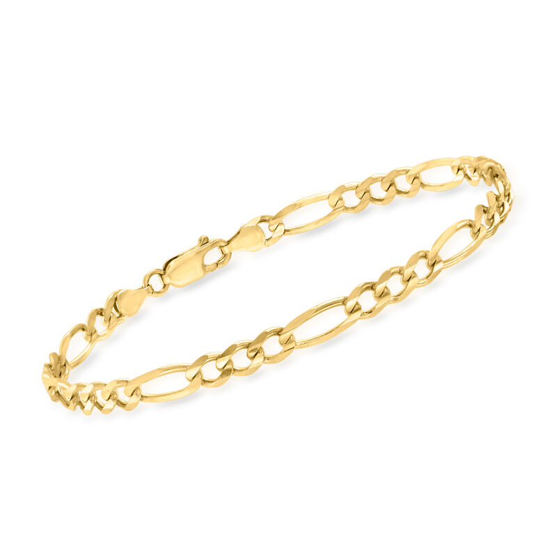 Men's 4.5mm 14kt Yellow Gold Figaro-Link Bracelet. 8&quot; image number 0