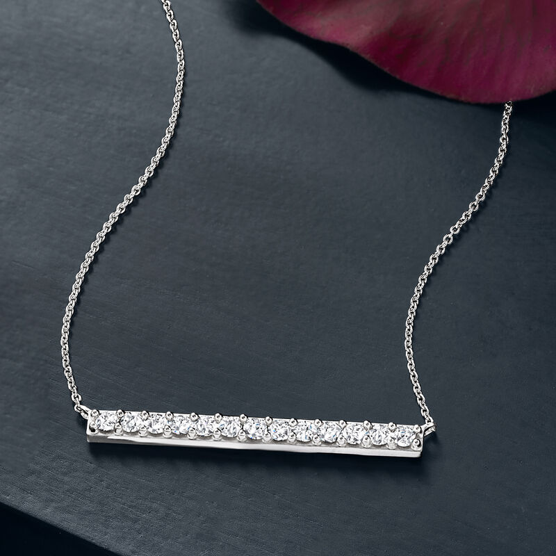 1.00 ct. t.w. Diamond Bar Necklace in 14kt White Gold image number 3