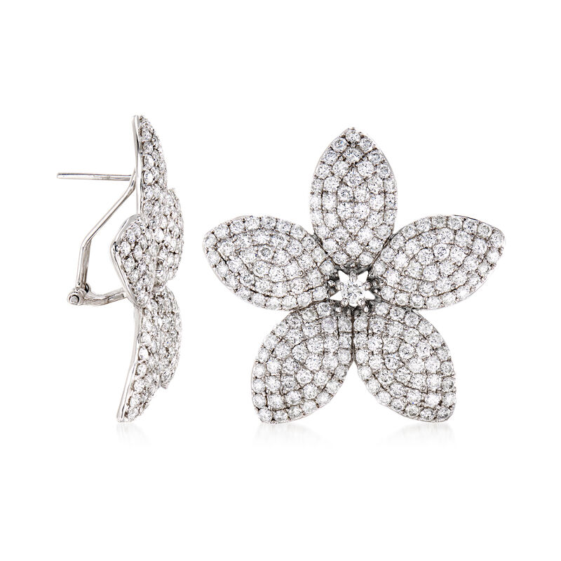 8.85 ct. t.w. Diamond Flower Earrings in 18kt White Gold image number 2
