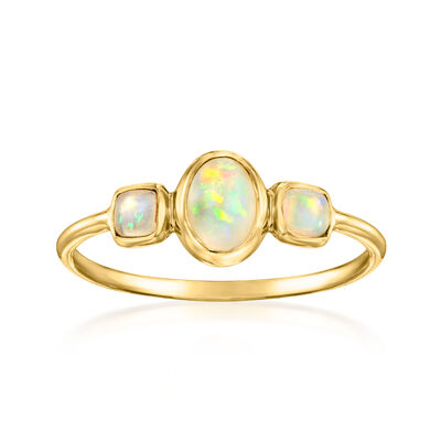 Opal Three-Stone Ring in 14kt Yellow Gold