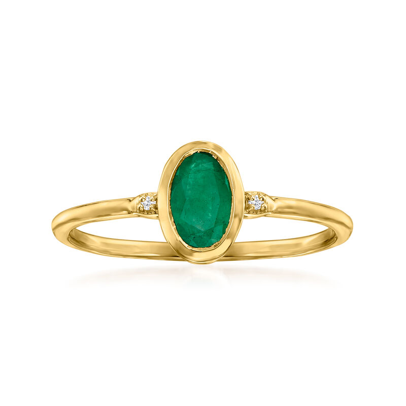 .50 Carat Emerald Ring with Diamonds in 14kt Yellow Gold. Size 9 image number 0