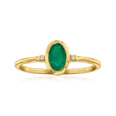 .50 Carat Emerald Ring with Diamonds in 14kt Yellow Gold .50 Carat Emerald Ring with Diamonds in 14kt Yellow Gold