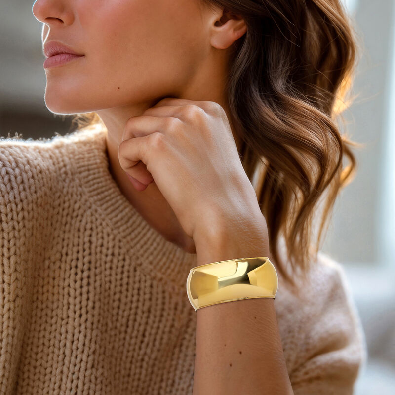 Italian 18kt Gold Over Sterling Wide Cuff Bracelet image number 1