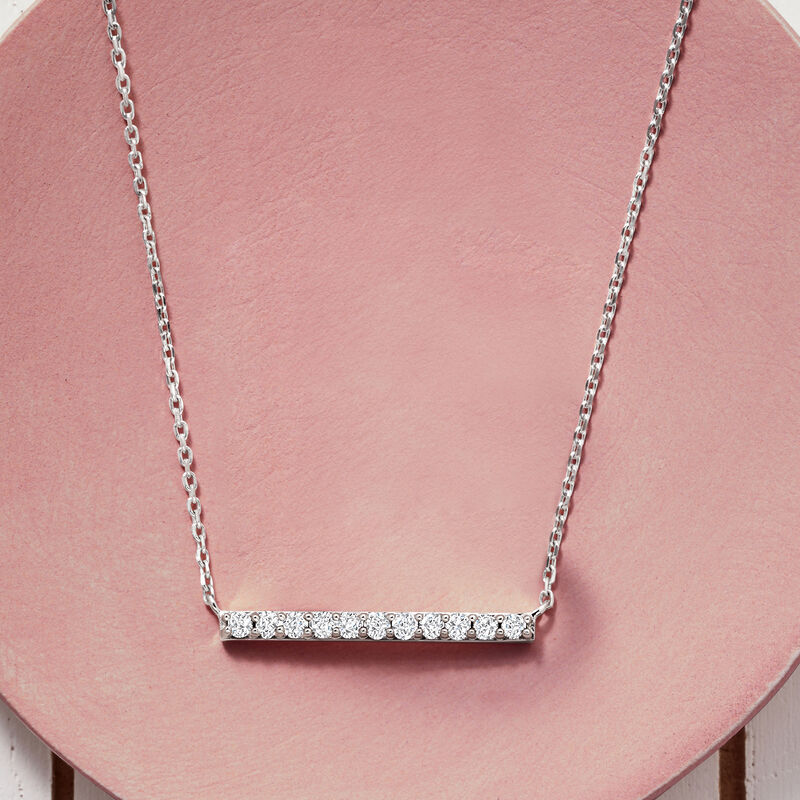 .25 ct. t.w. Diamond Bar Necklace in Sterling Silver. 16&quot; image number 4
