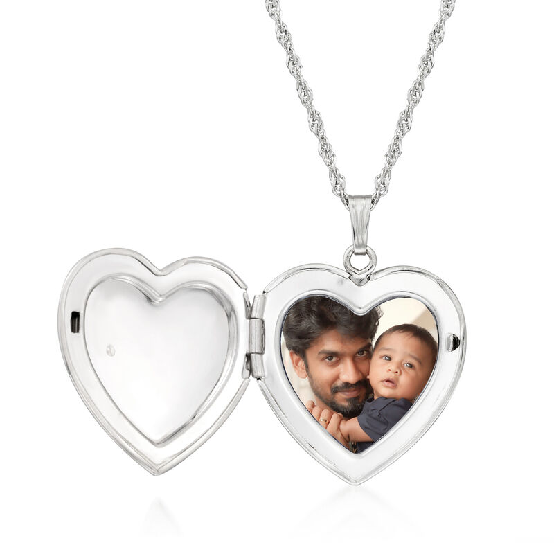 Sterling Silver Personalized Floral Heart Locket Necklace image number 8