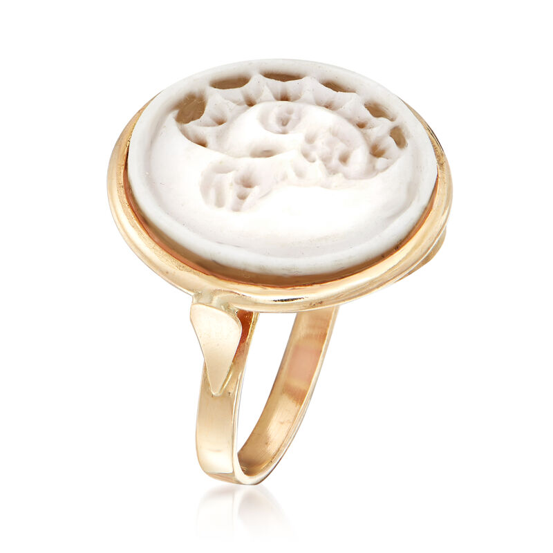 Italian Sun and Moon Shell Cameo Ring in 14kt Yellow Gold image number 2