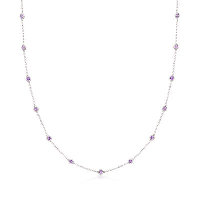 C. 2000 Vintage .66 ct. t.w. Amethyst Station Necklace in 14kt White Gold