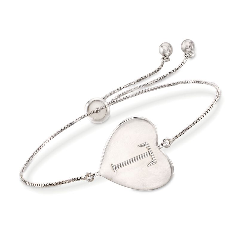 Sterling Silver Personalized Heart Bolo Bracelet image number 0