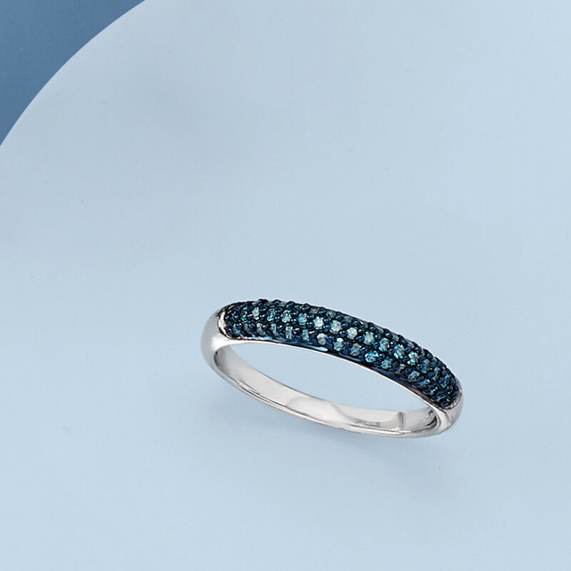 .25 ct. t.w. Pave Blue Diamond Ring in Sterling Silver image number 3