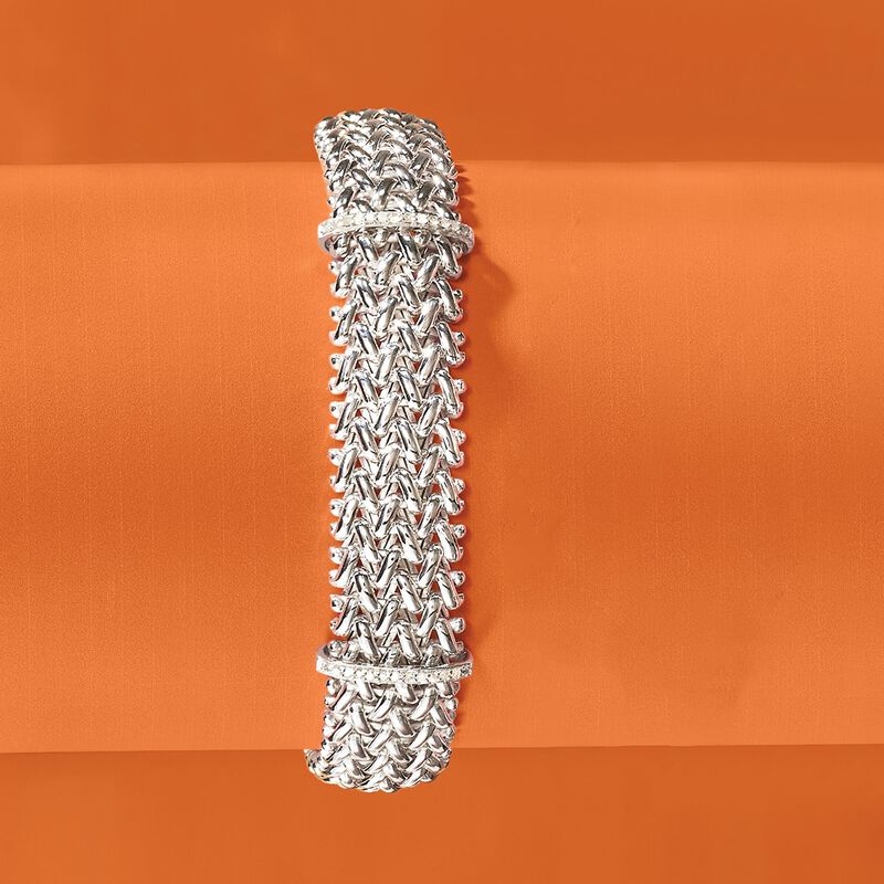 .23 ct. t.w. Diamond Riso Link Station Bracelet in Sterling Silver image number 2
