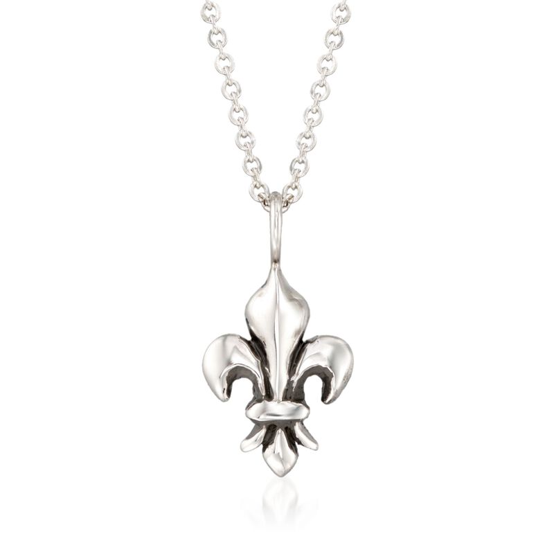 Zina Sterling Silver &quot;Fleur De Lis&quot; Pendant Necklace. 17&quot; image number 1