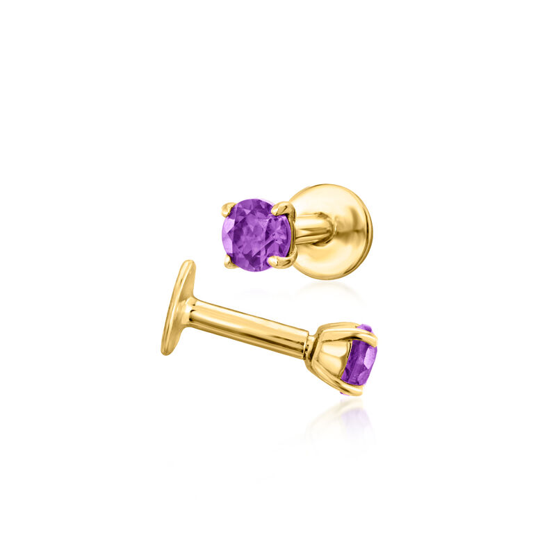Amethyst Flat-Back Earrings in 14kt Yellow Gold image number 4