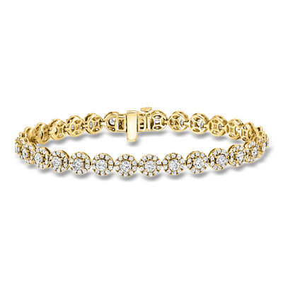5.00 ct. t.w. Lab-Grown Diamond Halo Bracelet in 14kt Yellow Gold