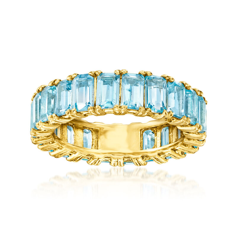 8.25 ct. t.w. Swiss Blue Topaz Eternity Band in 18kt Gold Over Sterling image number 0
