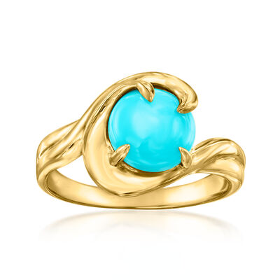 Turquoise Swirl Ring in 18kt Gold Over Sterling