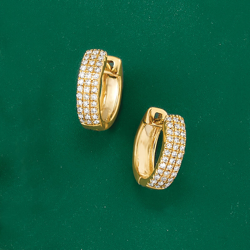 .14 ct. t.w. Diamond Huggie Hoop Earrings in 14kt Yellow Gold image number 2
