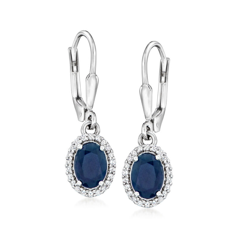 1.90 ct. t.w. Sapphire and .20 ct. t.w. White Topaz Drop Earrings in Sterling Silver  image number 0