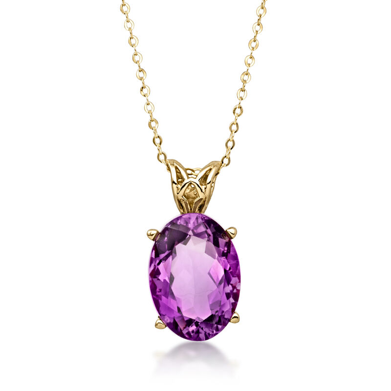C. 2000 Vintage 4.50 Carat Amethyst Pendant Necklace in 10kt Yellow Gold. 18" image number 0