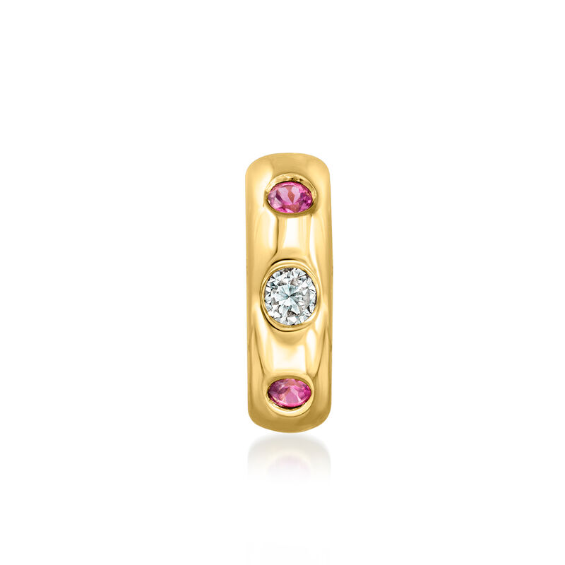 .26 ct. t.w. Diamond and .10 ct. t.w. Rhodolite Garnet Bead Charm in 18kt Gold Over Sterling  image number 1