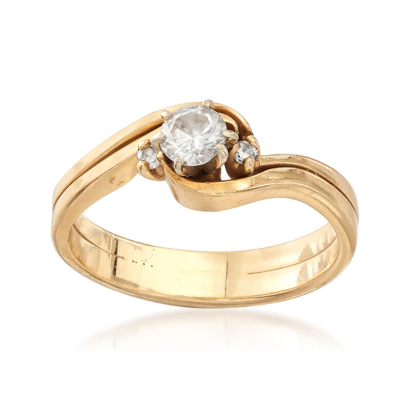 C. 1990 Vintage .55 ct. t.w. Diamond Wavy Ring in 14kt Yellow Gold. Size 8 image number 0