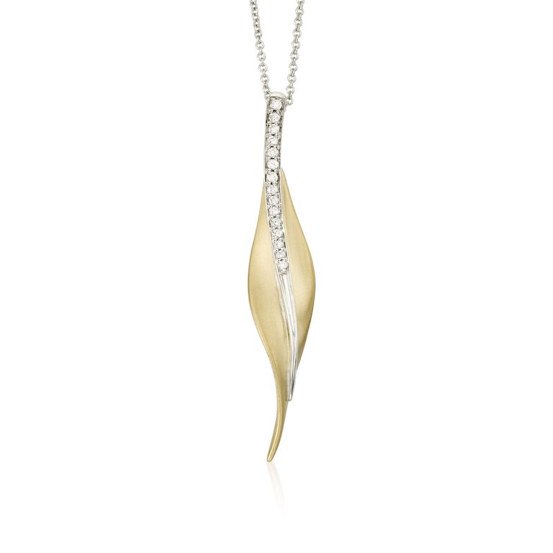 Simon G. .13 ct. t.w. Diamond Pendant Necklace in 18kt Yellow and White Gold. 18&quot; image number 0