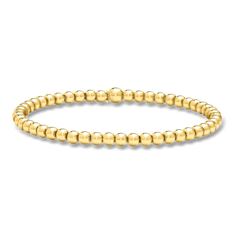 Italian 4mm 18kt Gold Over Sterling Bead Stretch Bracelet image number 0