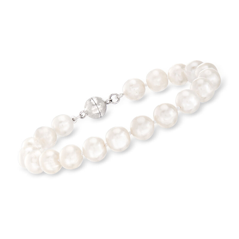 8-9mm Cultured Pearl Bracelet in Sterling Silver with Magnetic Clasp image number 0