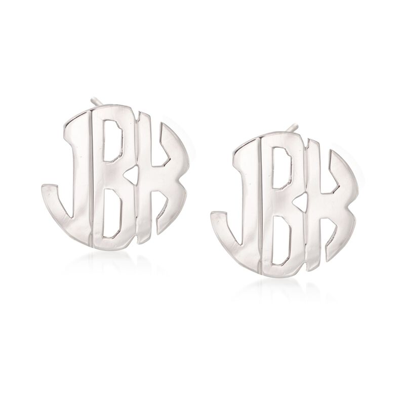 Sterling Silver Hand-Cut Monogram Earrings image number 0