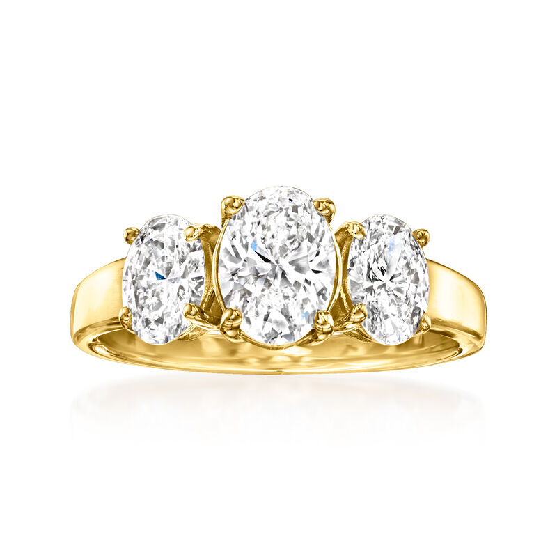 2.00 ct. t.w. Lab-Grown Diamond Three-Stone Ring in 14kt Yellow Gold. Size 6 image number 0