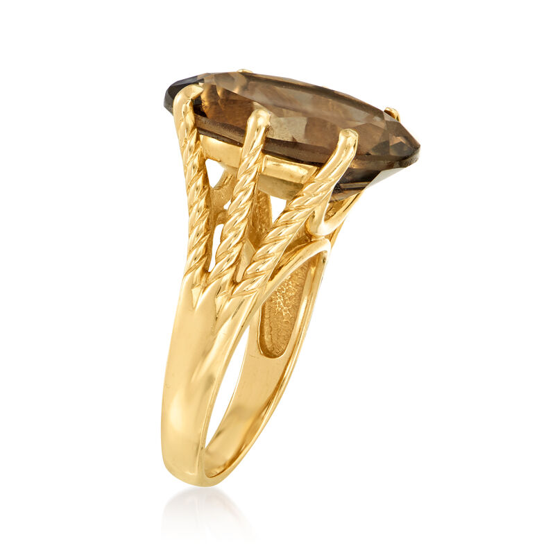 C. 1990 Vintage 10.40 Carat Smoky Quartz Ring in 14kt Yellow Gold image number 2