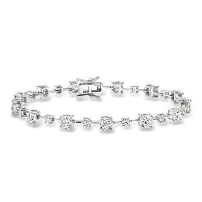 6.75 ct. t.w. CZ Station Bracelet in Sterling Silver