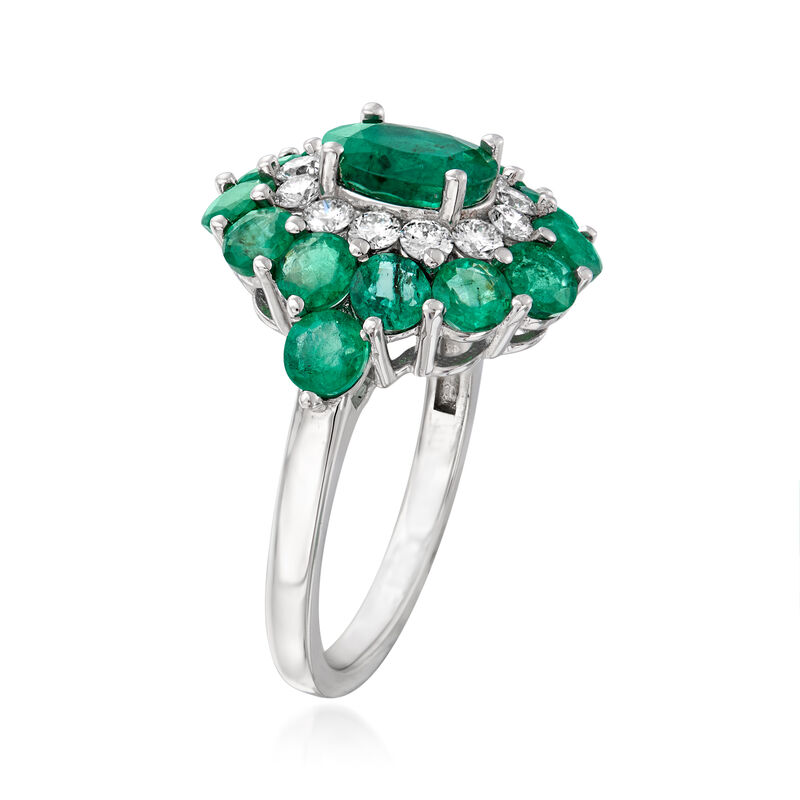 3.90 ct. t.w. Emerald and .54 ct. t.w. Diamond Ring in 14kt White Gold image number 2