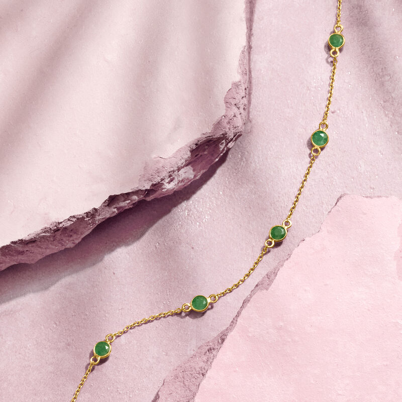 2.20 ct. t.w. Emerald Station Necklace in 18kt Gold Over Sterling image number 2