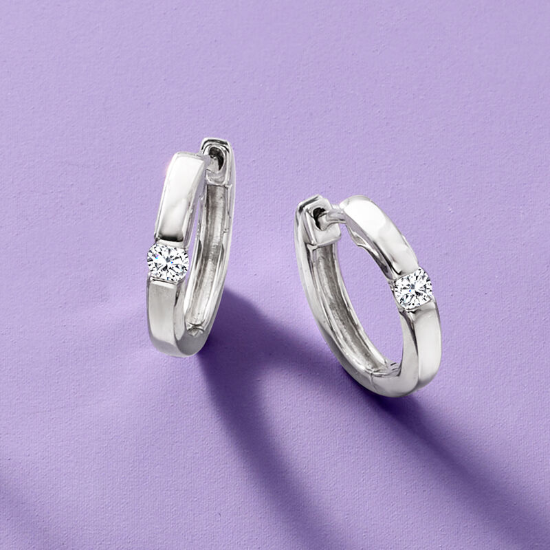 .10 ct. t.w. Diamond Hoop Earrings in Sterling Silver. 1/2&quot; image number 2