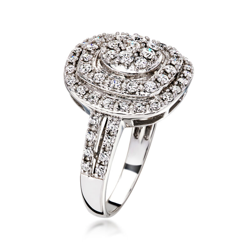 C. 1990 Vintage 1.25 ct. t.w. Diamond Cluster Ring in 14kt White Gold. Size 7 image number 2