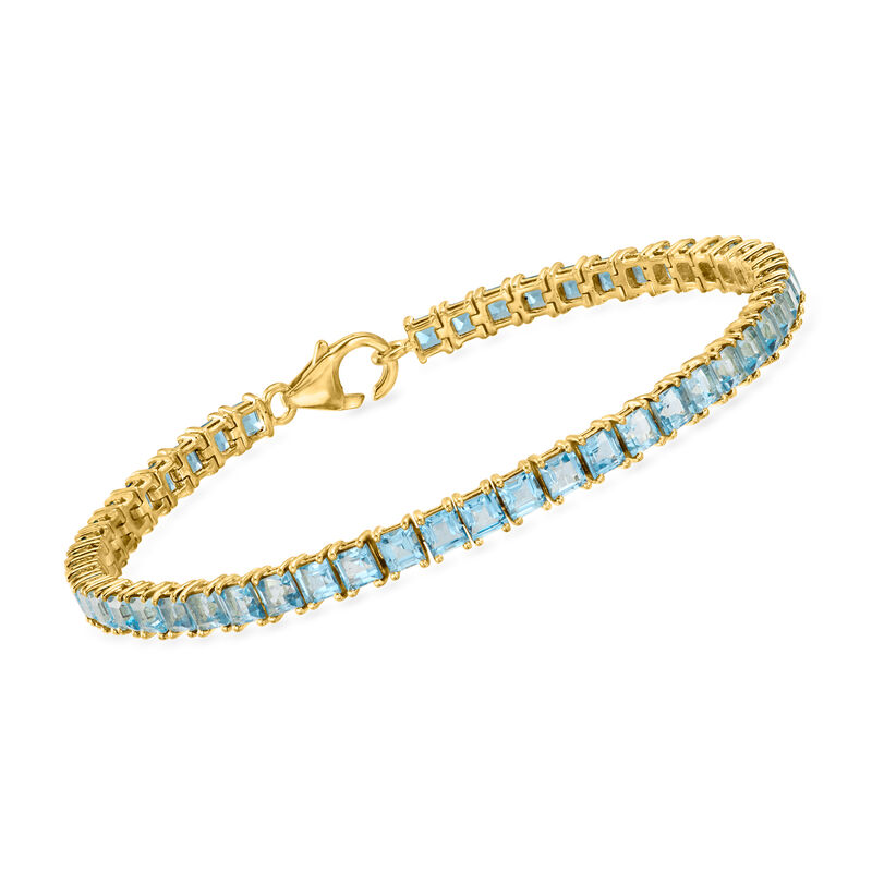 11.00 ct. t.w. Sky Blue Topaz Tennis Bracelet in 18kt Gold Over Sterling. 8" image number 0