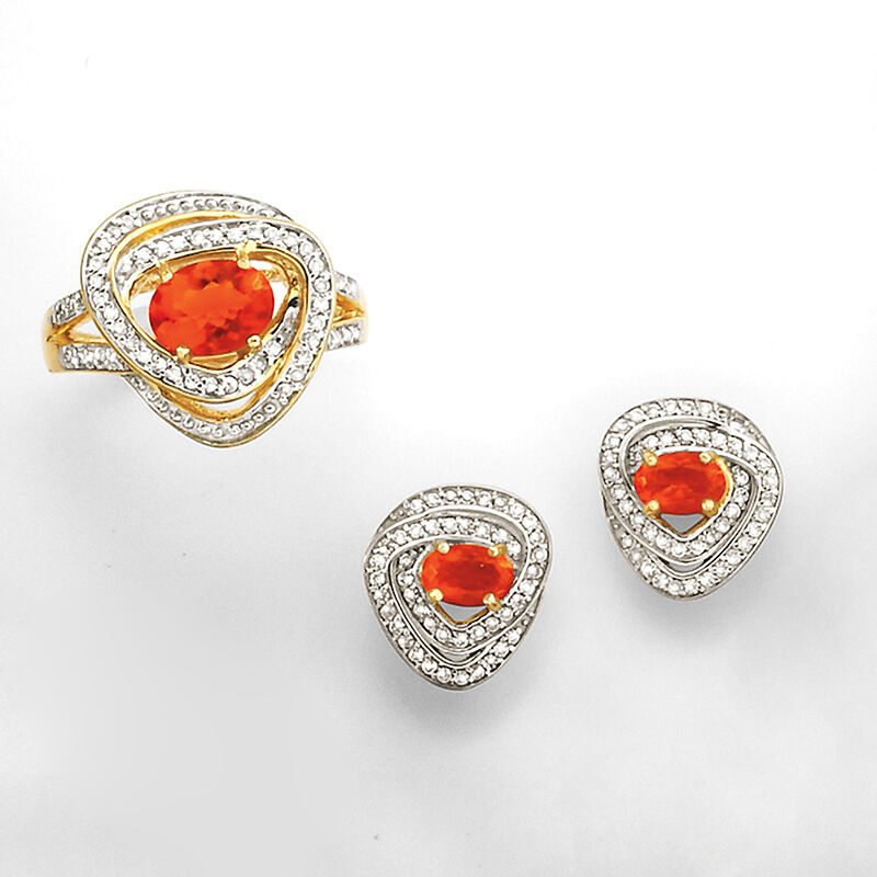 Fire Opal and .40 ct. t.w. White Zircon Earrings in 18kt Gold Over Sterling image number 2