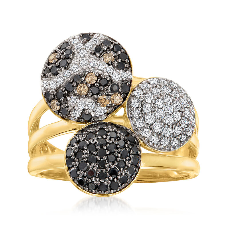.76 ct. t.w. Multicolored Diamond Leopard-Print Ring in 18kt Gold Over Sterling. Size 9 image number 0