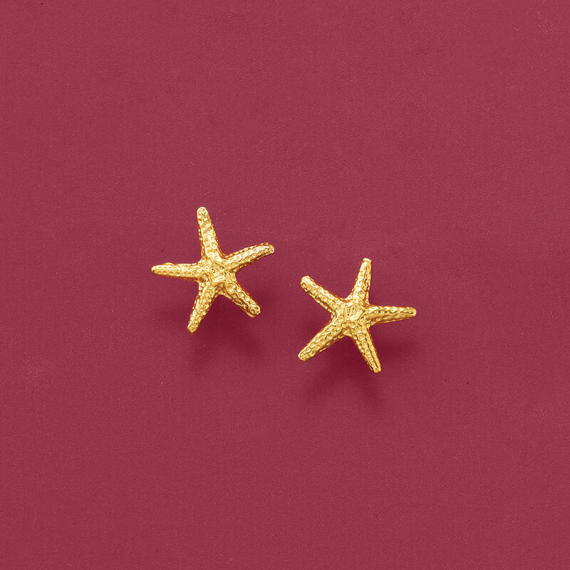 14kt Yellow Gold Starfish Stud Earrings image number 3
