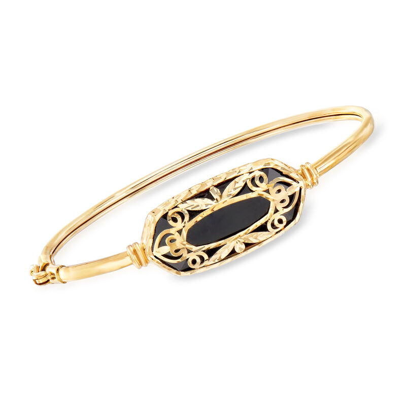 Black Onyx Bangle Bracelet in 14kt Yellow Gold image number 0