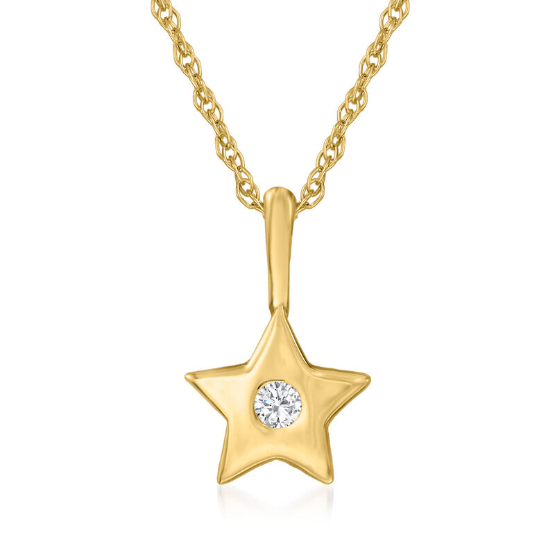 Diamond-Accented Star Pendant Necklace in 14kt Yellow Gold image number 0