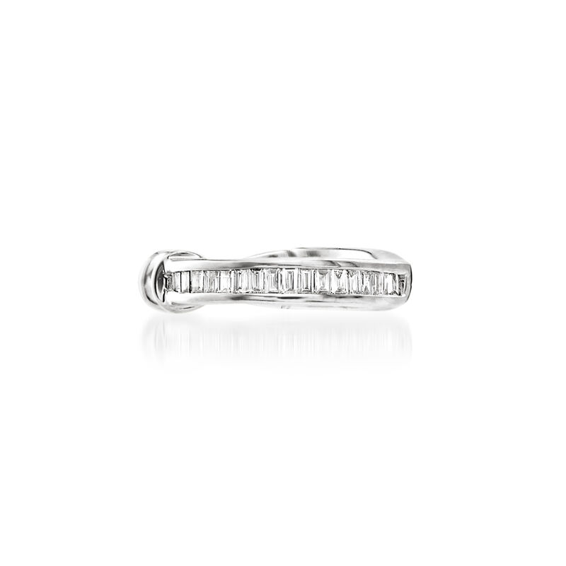 Baguette Diamond-Accented Single Ear Cuff in 14kt White Gold image number 0